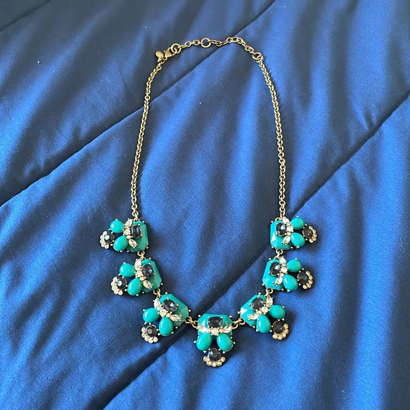 J. CREW teal stones & crystal statement necklace - Picture 2 of 3